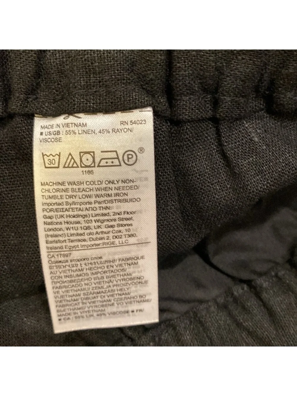 Banana Republic Black Linen Straight Leg Pull Up Pants Size Large